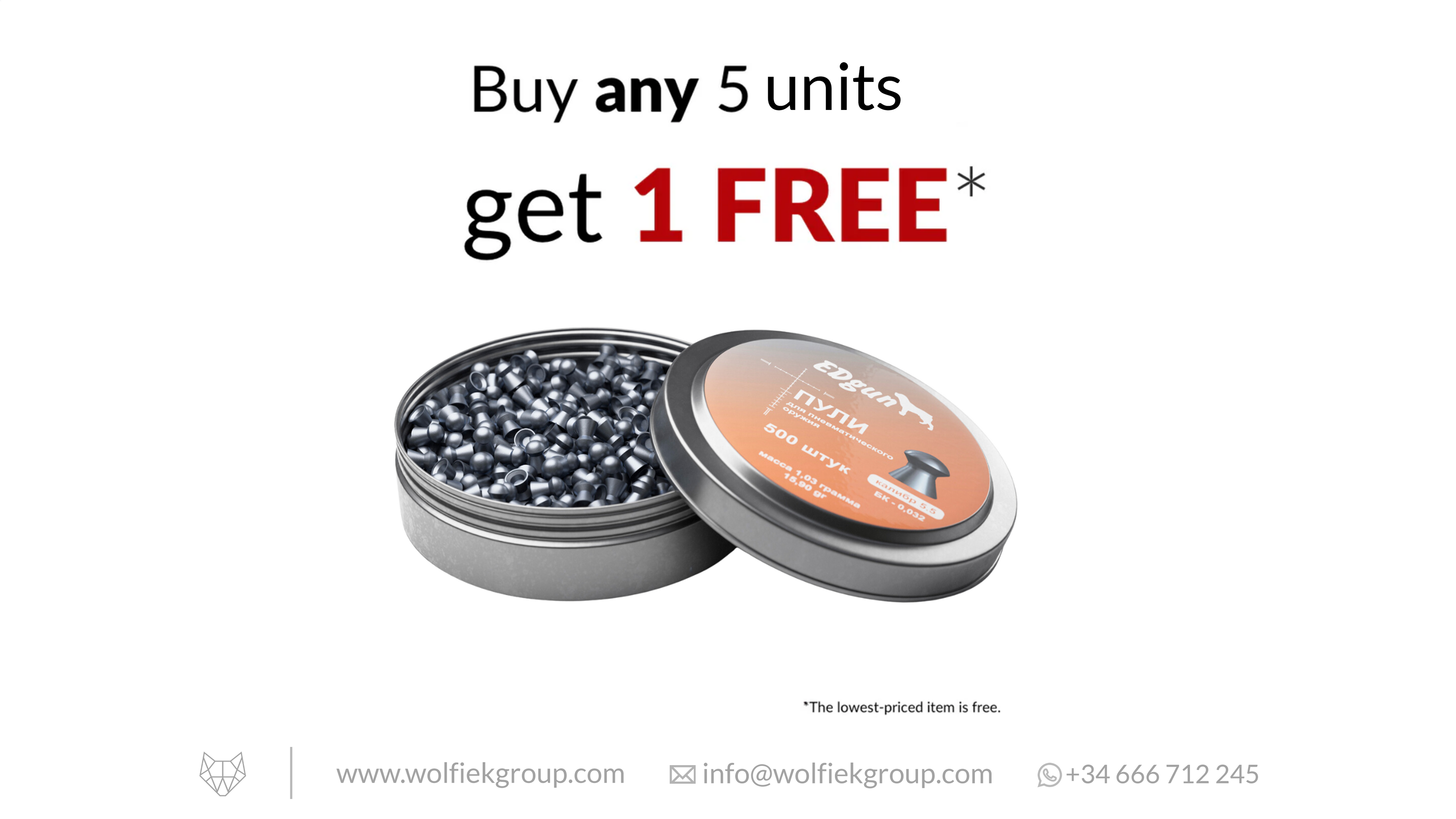 EDgun Premium Airgun Pellets - Cal .22 (5.51mm/5.52mm) | 1.03g (15.90gr)