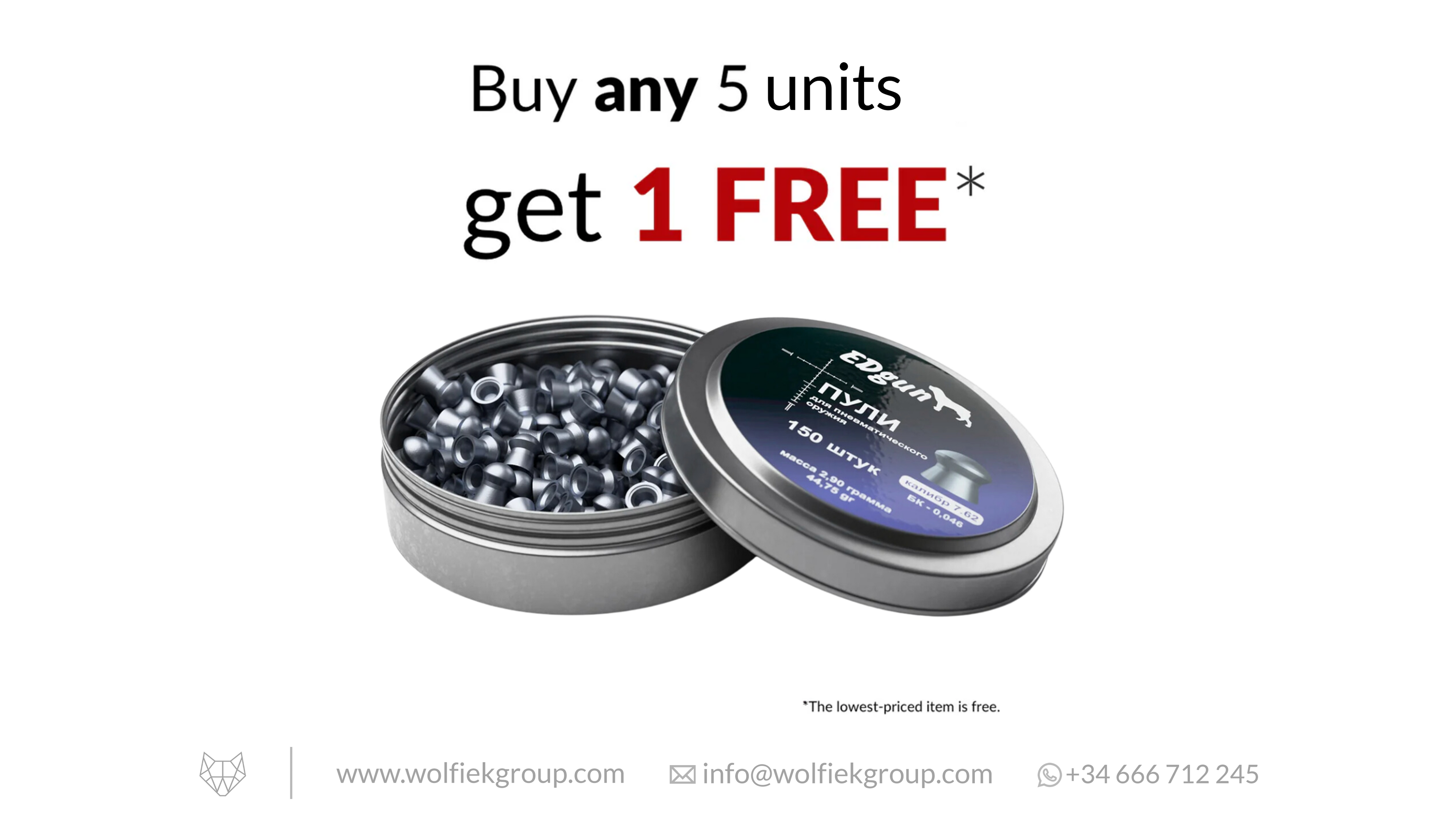 EDgun Premium Airgun Pellets - Cal .30 (7.62mm) | 2.9g (44.75gr)