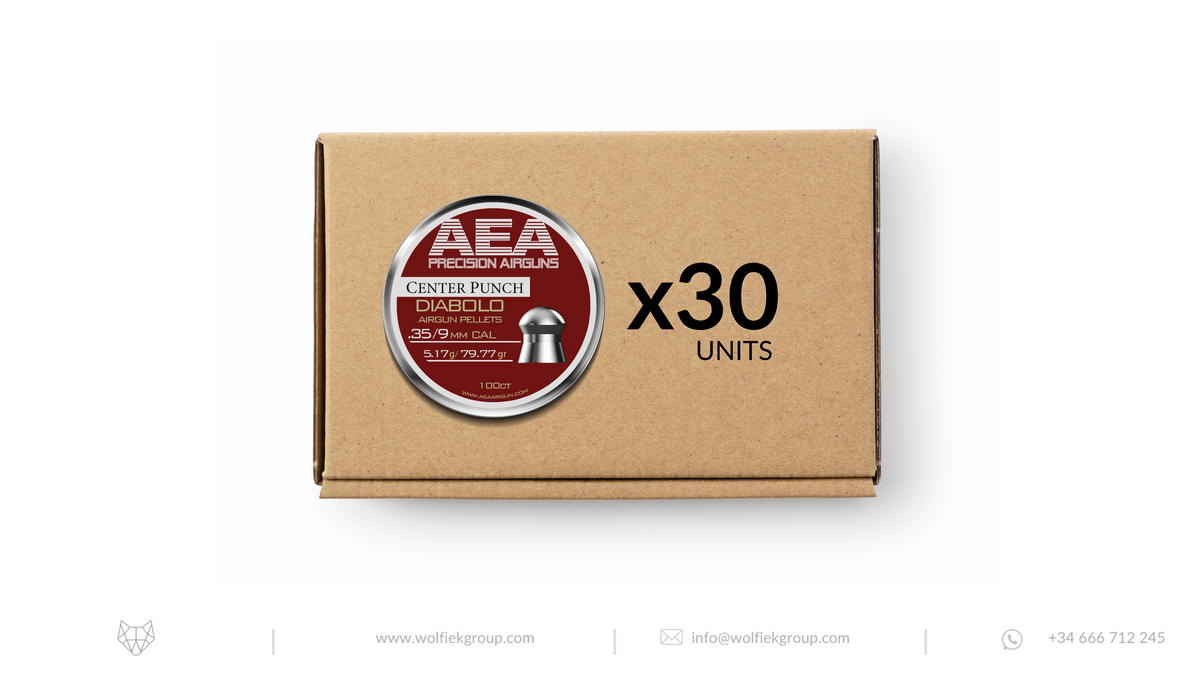 Master box · AEA Diabolo Pellets Round Nose · Cal .35 (9mm) · Weight 5.17g (79.77gr)