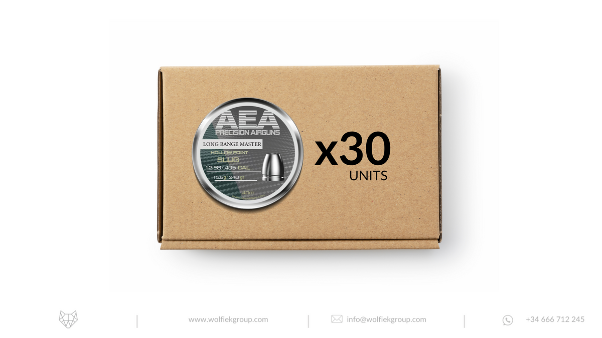 Master box · AEA Exact Slug Hollow Point · Cal .495 (12.58mm) · Weight 15.6g (240gr)