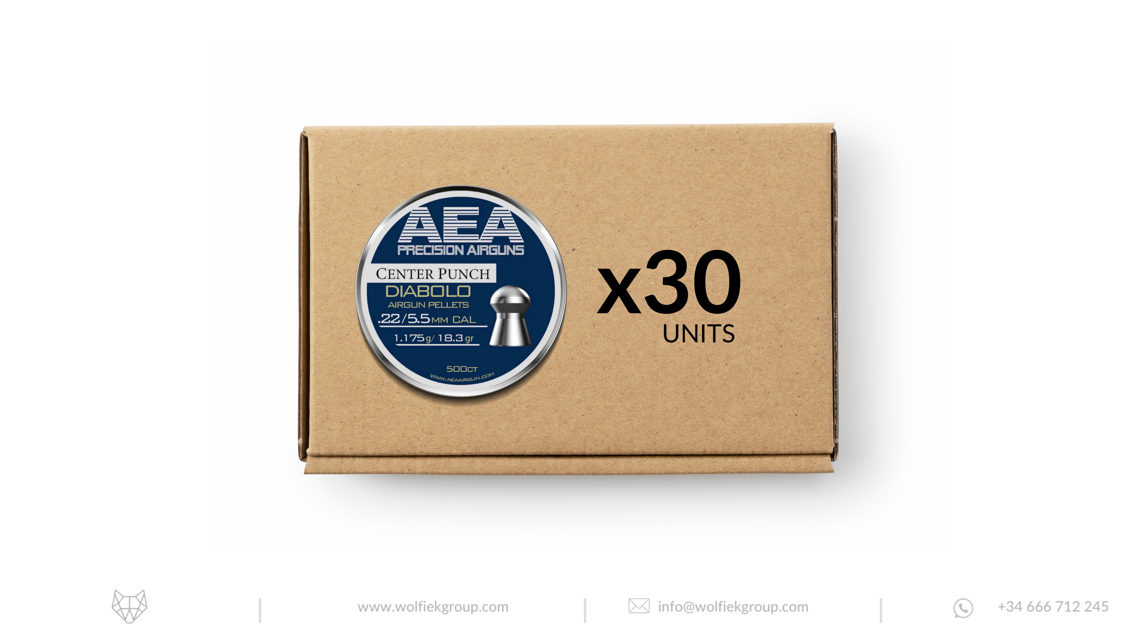 AEA Master Box Center Punch Diabolo Pellets - Cal .22 (5.5mm) | 1.175g (18.3gr)