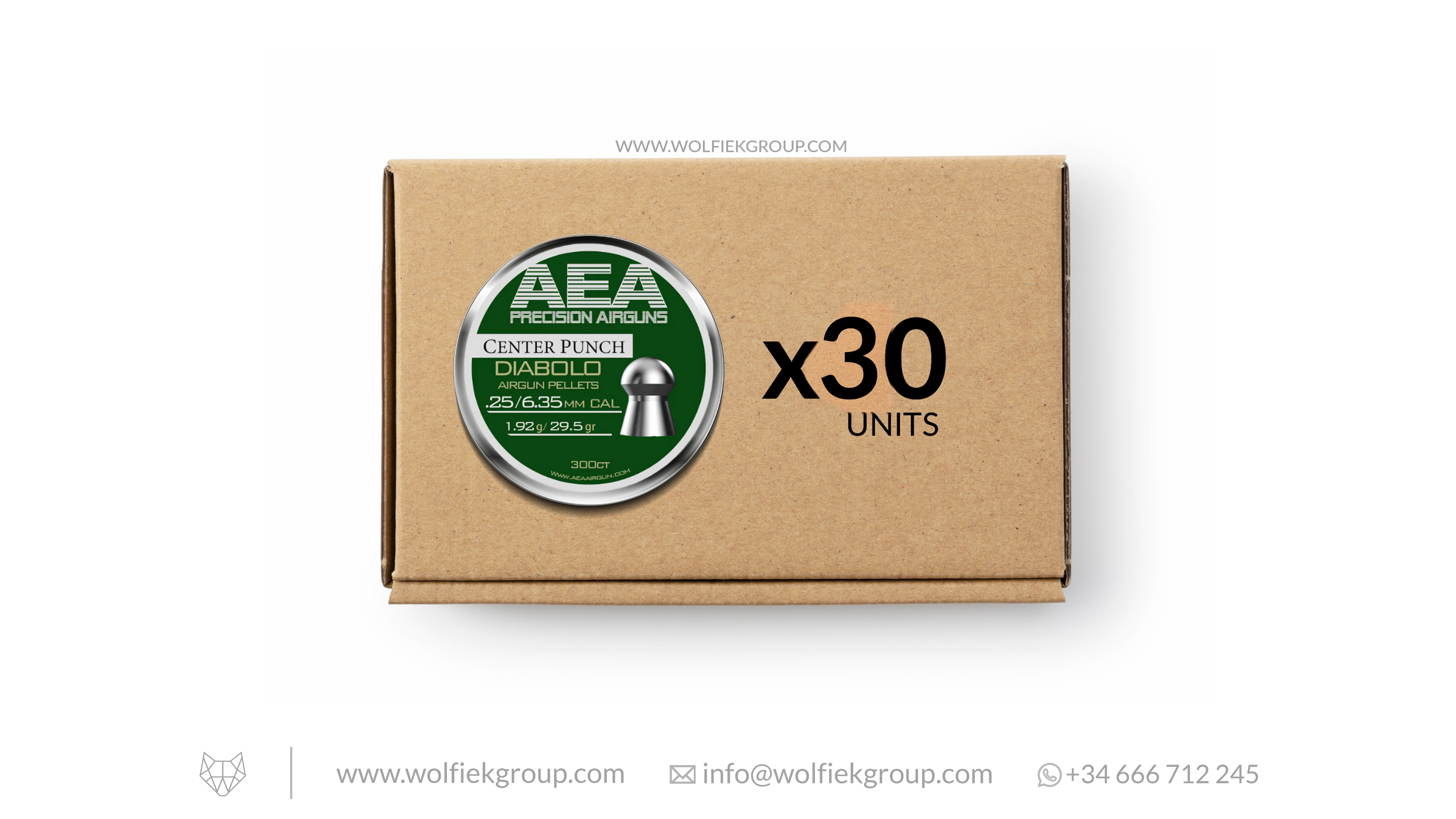 AEA Master Box Center Punch Diabolo Pellets - Cal .25 (6.35mm) | 1.92g (29.5gr)