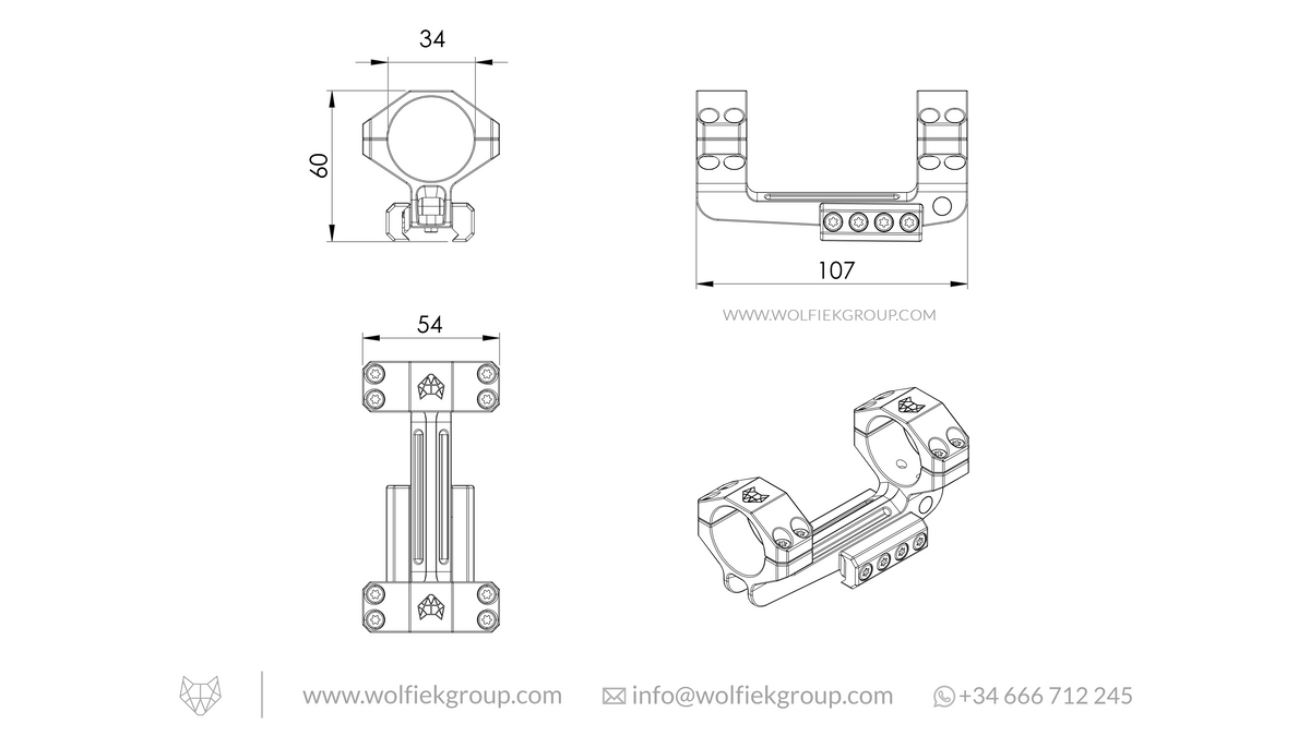 Wolfiek Group ONE-PIECE Scope Mounts 34mm